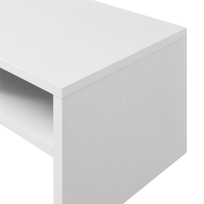 Northfield Admiral Deluxe Coffee Table with Shelves in White Wood Finish