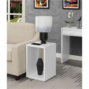convenience concepts northfield admiral end table with shelf in white wood