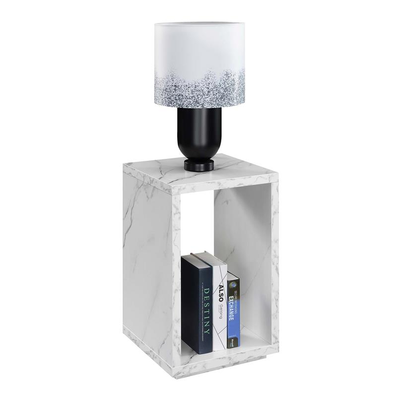 Convenience Concepts Northfield Admiral End Table with Shelf- White Marble Wood