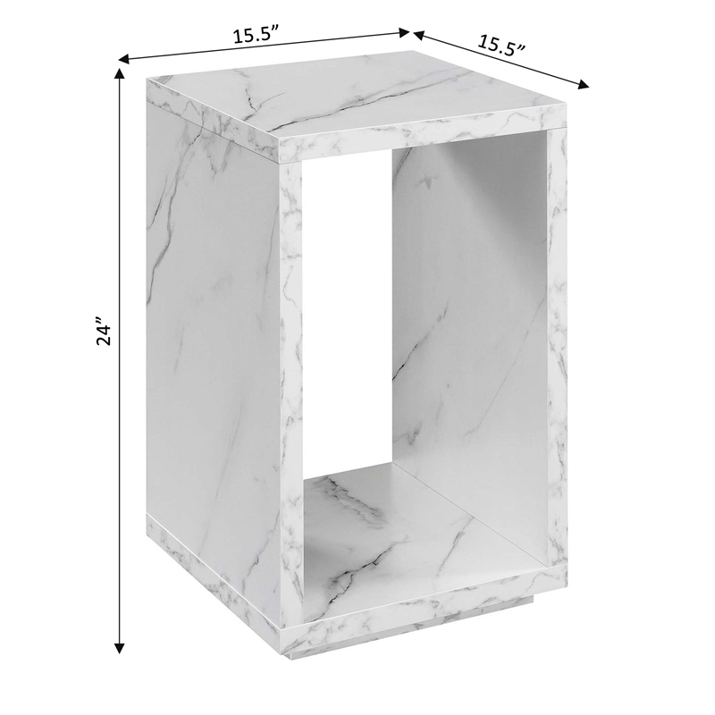 Convenience Concepts Northfield Admiral End Table with Shelf- White Marble Wood