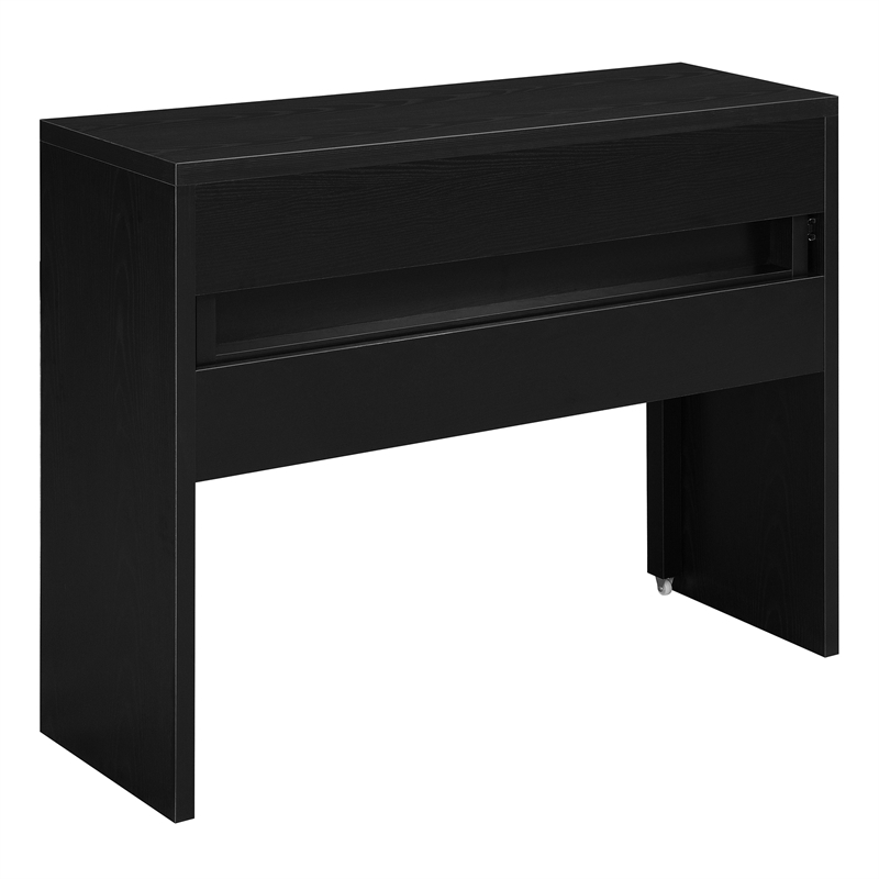 Newport JB Console/Sliding Desk with Drawer and Riser in Black Wood Finish