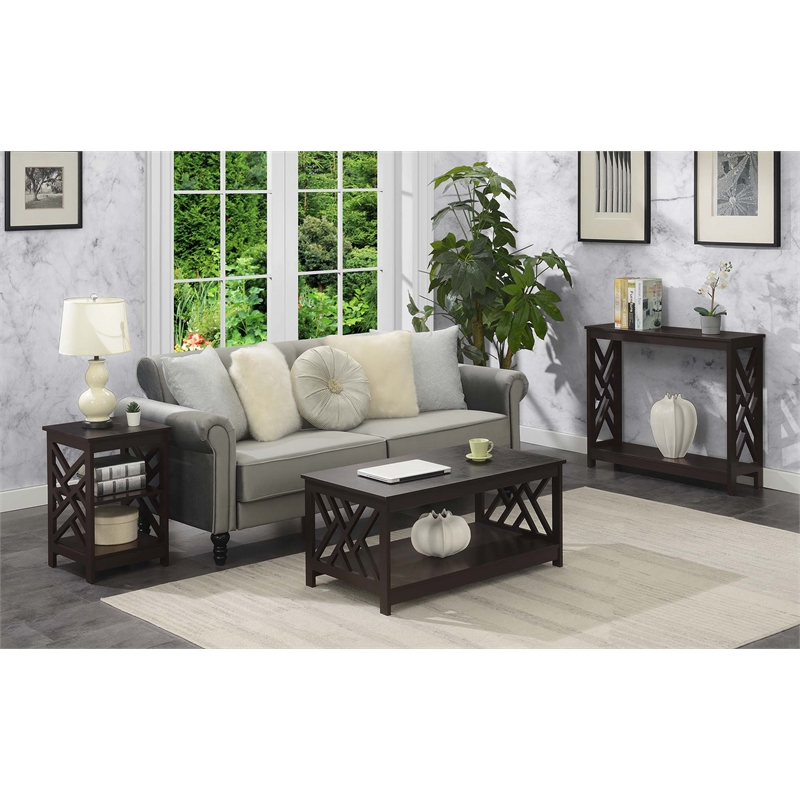 Convenience Concepts Titan Coffee Table with Shelf in Espresso Wood Finish