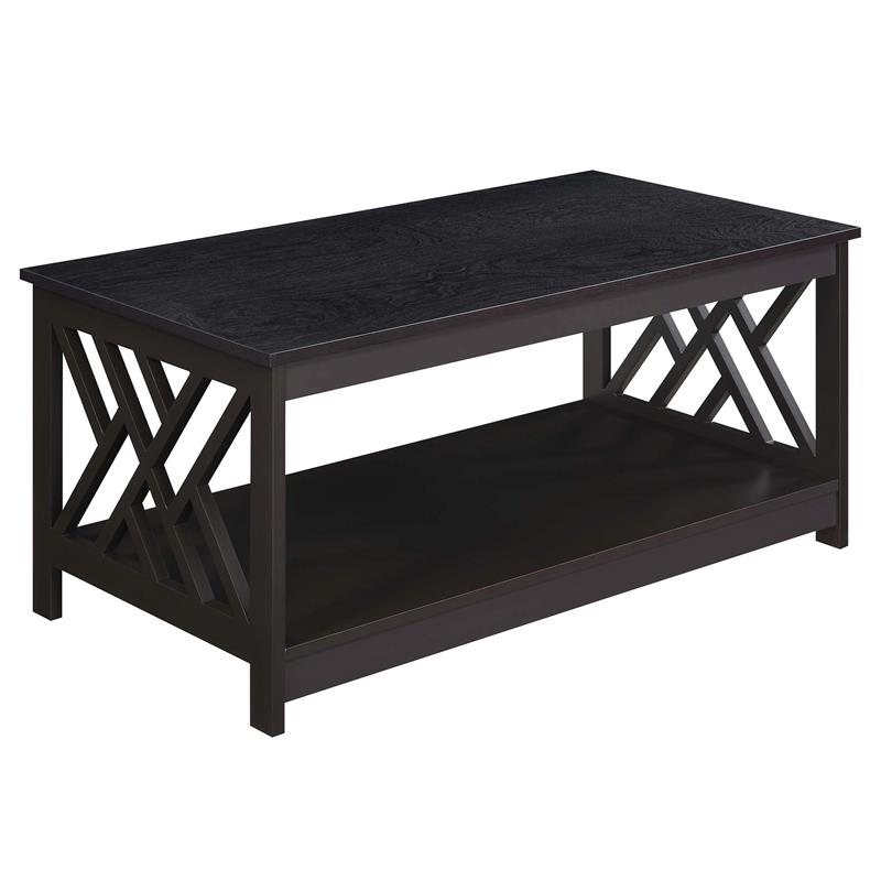 Convenience Concepts Titan Coffee Table with Shelf in Espresso Wood Finish
