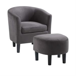 Take-a-Seat Churchill Accent Chair with Ottoman in Gray Microfiber Fabric