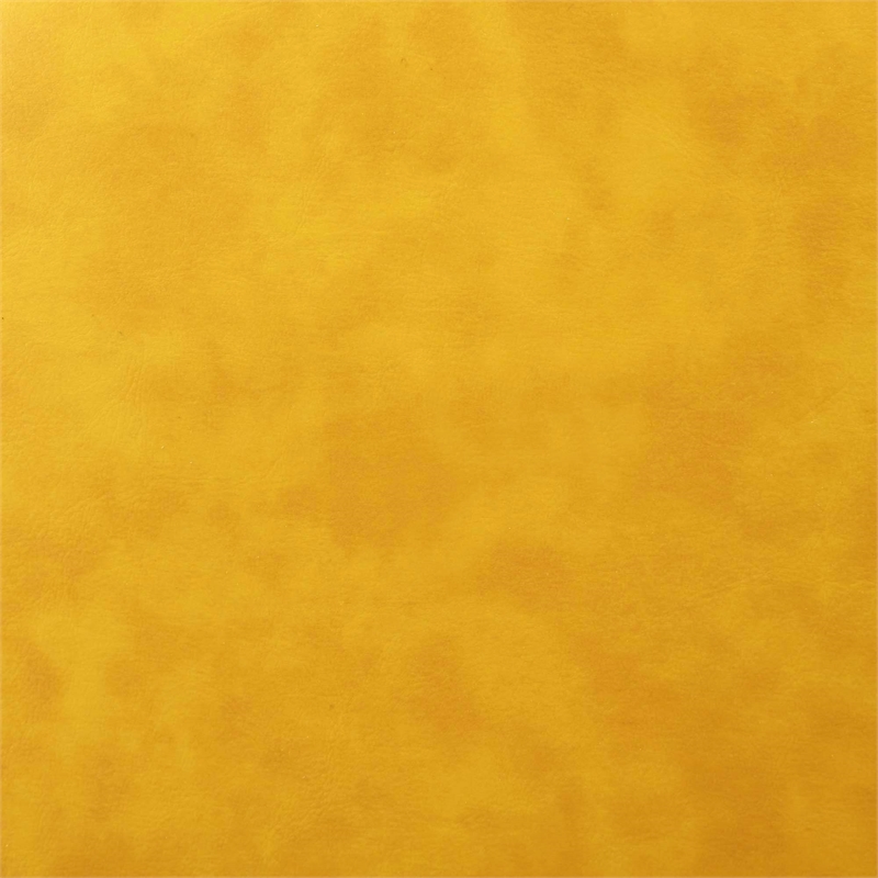 Take-a-Seat Churchill Accent Chair with Ottoman in Yellow Faux Leather Fabric