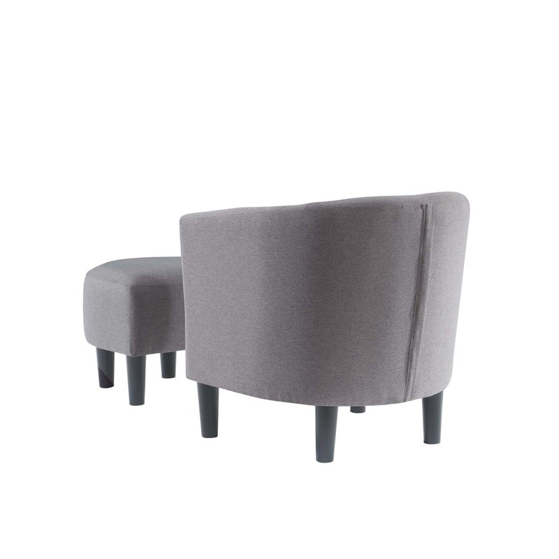 Take-a-Seat Churchill Accent Chair with Ottoman in Cement Gray Linen Fabric