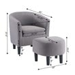Take-a-Seat Churchill Accent Chair with Ottoman in Cement Gray Linen Fabric