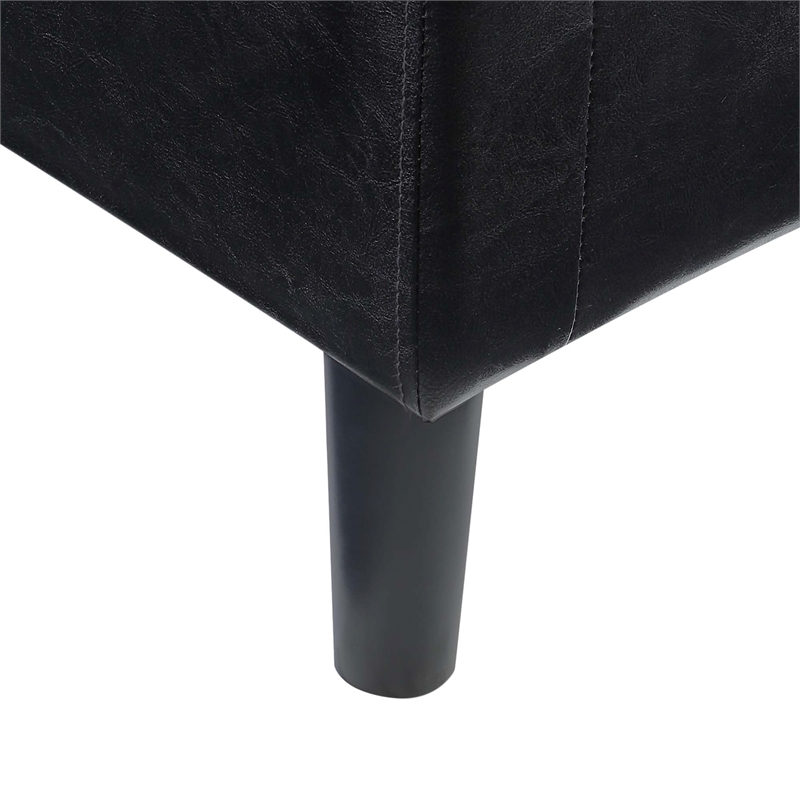 Take-a-Seat Churchill Accent Chair with Ottoman in Black Faux Leather Fabric