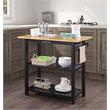 Designs2Go Three-Tier Butcher Block Kitchen Prep Island with Drawer- Black Wood