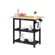 Designs2Go Three-Tier Butcher Block Kitchen Prep Island with Drawer- Black Wood
