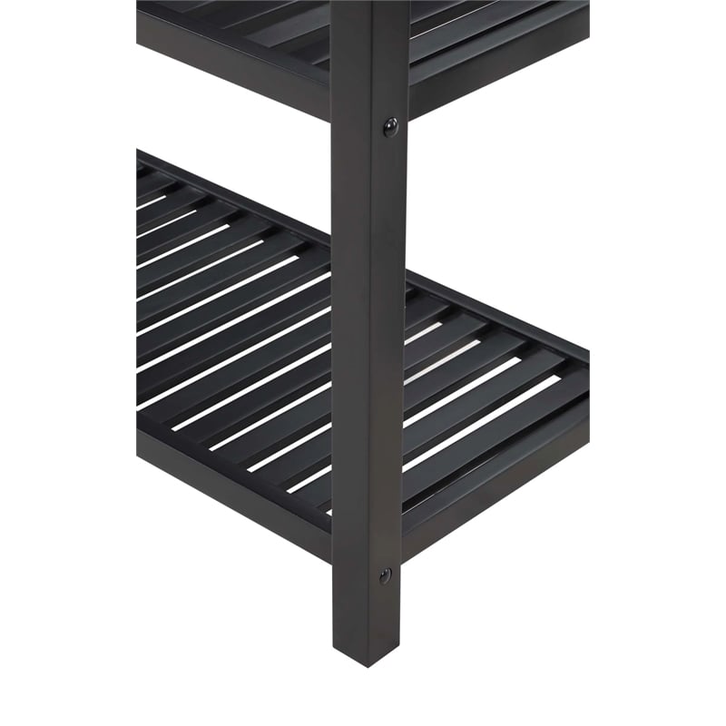 Designs2Go Three-Tier Butcher Block Kitchen Prep Island with Drawer- Black Wood
