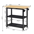 Designs2Go Three-Tier Butcher Block Kitchen Prep Island with Drawer- Black Wood