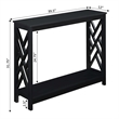 Convenience Concepts Titan Console Table with Shelf in Black Wood Finish