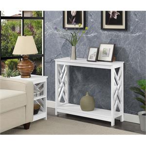 Convenience Concepts Titan Console Table with Shelf in White Wood Finish