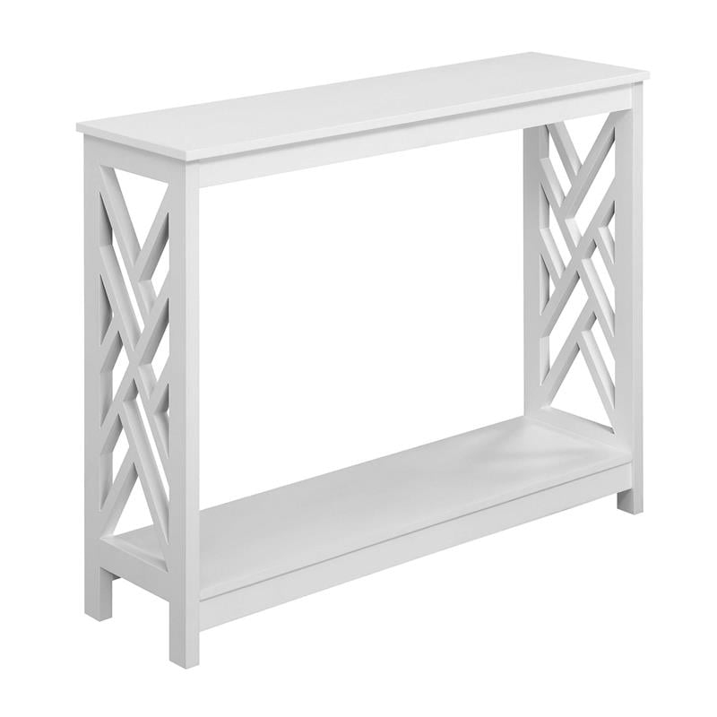 Convenience Concepts Titan Console Table with Shelf in White Wood Finish
