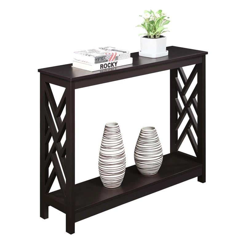 Convenience Concepts Titan Console Table with Shelf in Espresso Wood Finish