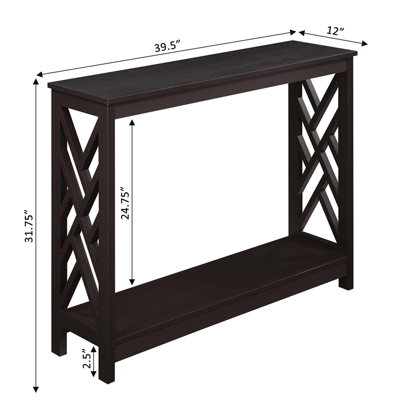 Convenience Concepts Titan Console Table with Shelf in Espresso Wood Finish