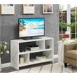 Northfield TV Stand Console with Shelves in White Faux Marble Wood Finish
