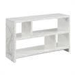 Northfield TV Stand Console with Shelves in White Faux Marble Wood Finish