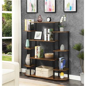 Designs2Go No Tools Wall Unit Bookshelf 47.25&quot Faux Birch Wood/Black Metal