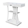 Newport One-Drawer Harri Console Table with Shelves in White Faux Marble Wood