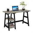 Designs2Go Trestle Desk with Shelves in Gray Faux Birch Wood Finish