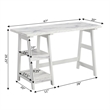 Designs2Go Trestle Desk with Shelves in White Faux Marble Wood Finish