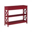 Oxford One-Drawer Console Table with Shelves in Cranberry Red Wood Finish