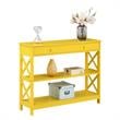 Convenience Concepts Oxford One-Drawer Console Table with Shelves in Yellow Wood