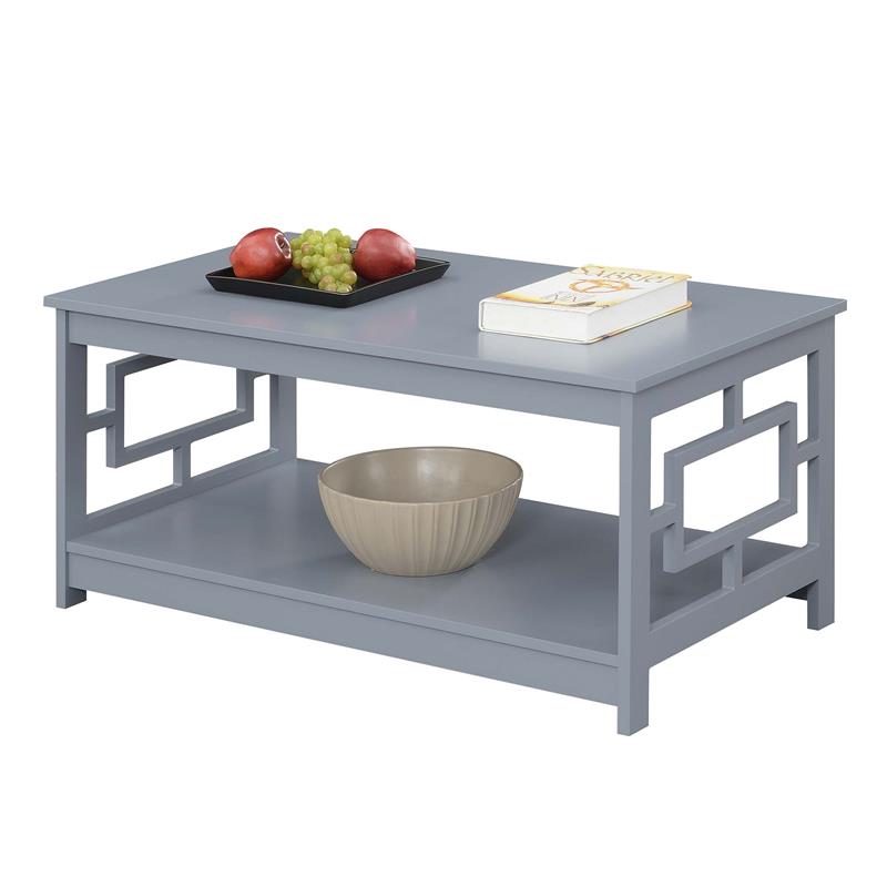 Convenience Concepts Town Square Coffee Table with Shelf in Gray Wood Finish
