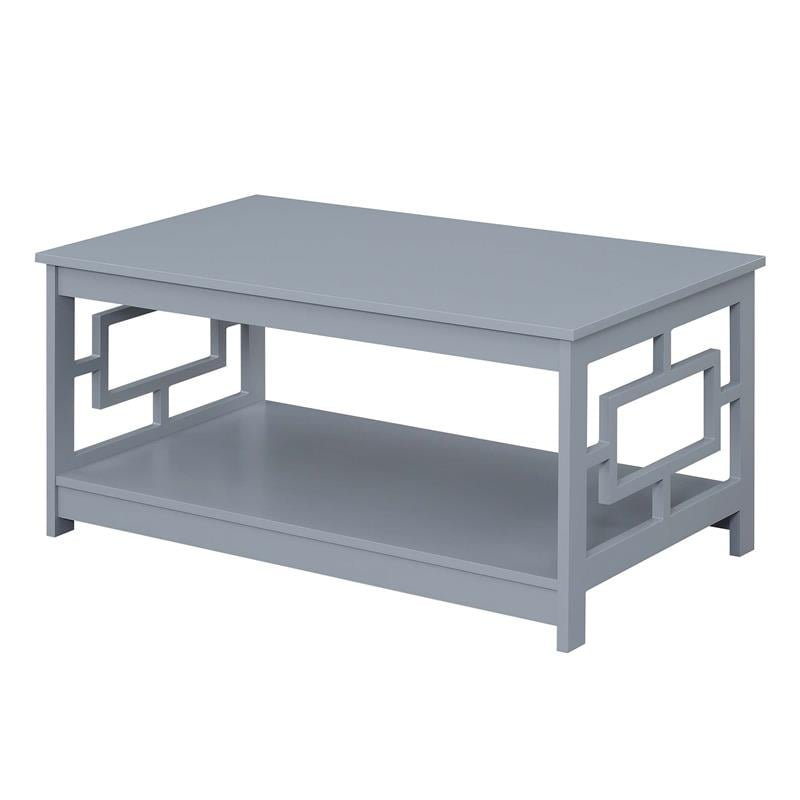 Convenience Concepts Town Square Coffee Table with Shelf in Gray Wood Finish