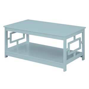convenience concepts town square coffee table with shelf in blue wood finish