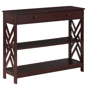 Convenience Concepts Titan One-Drawer Console Table with Shelves- Espresso Wood