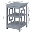 Convenience Concepts Town Square End Table with Shelves in Gray Wood Finish