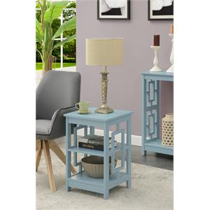 convenience concepts town square end table with shelves in seafoam blue wood