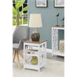 Town Square End Table with Shelves in White Wood with Driftwood Top Finish