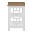 Town Square End Table with Shelves in White Wood with Driftwood Top Finish