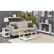 Town Square End Table with Shelves in White Wood with Driftwood Top Finish