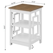 Town Square End Table with Shelves in White Wood with Driftwood Top Finish