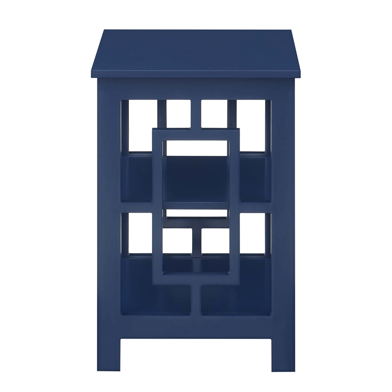 Convenience Concepts Town Square End Table with Shelves in Cobalt Blue Wood