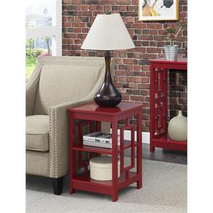 convenience concepts town square end table with shelves in cranberry red wood