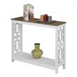 Town Square Console Table with Shelf in White Wood with Driftwood Top