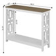 Town Square Console Table with Shelf in White Wood with Driftwood Top