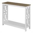 Town Square Console Table with Shelf in White Wood with Driftwood Top
