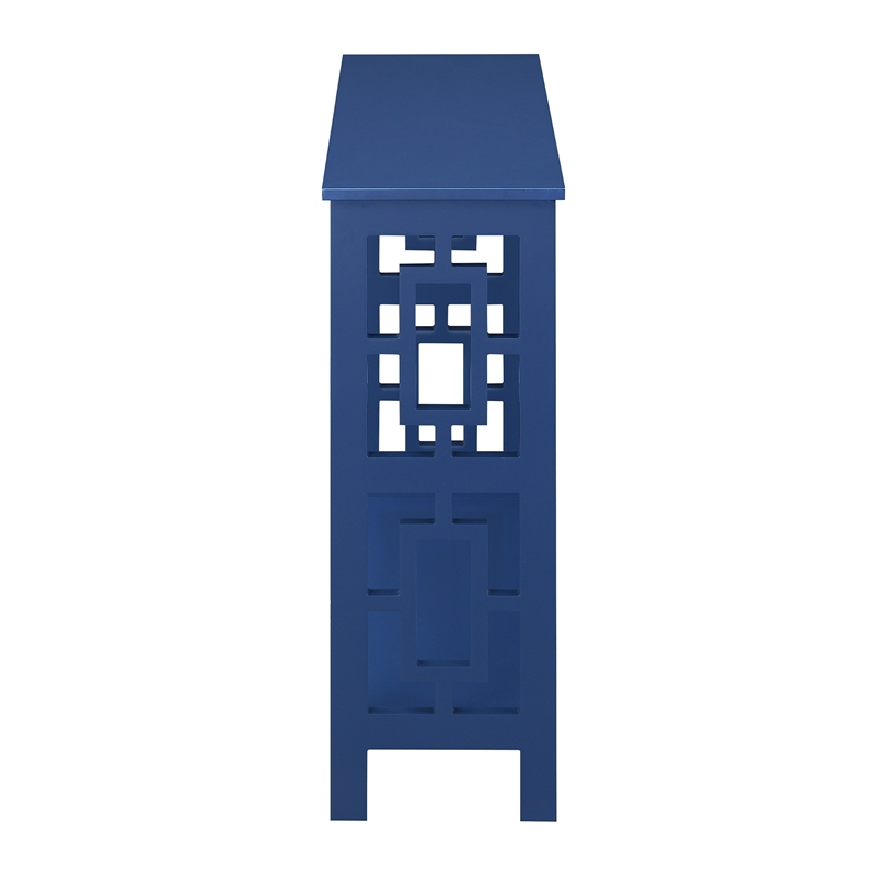 Convenience Concepts Town Square Console Table with Shelf in Cobalt Blue Wood