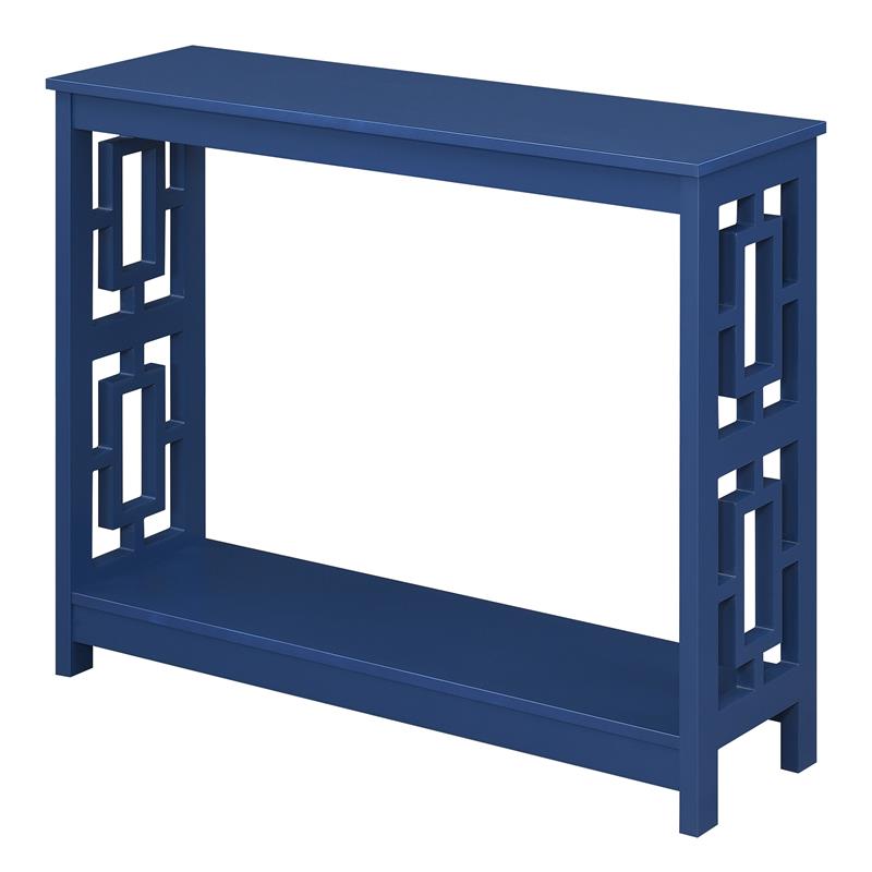 Convenience Concepts Town Square Console Table with Shelf in Cobalt Blue Wood