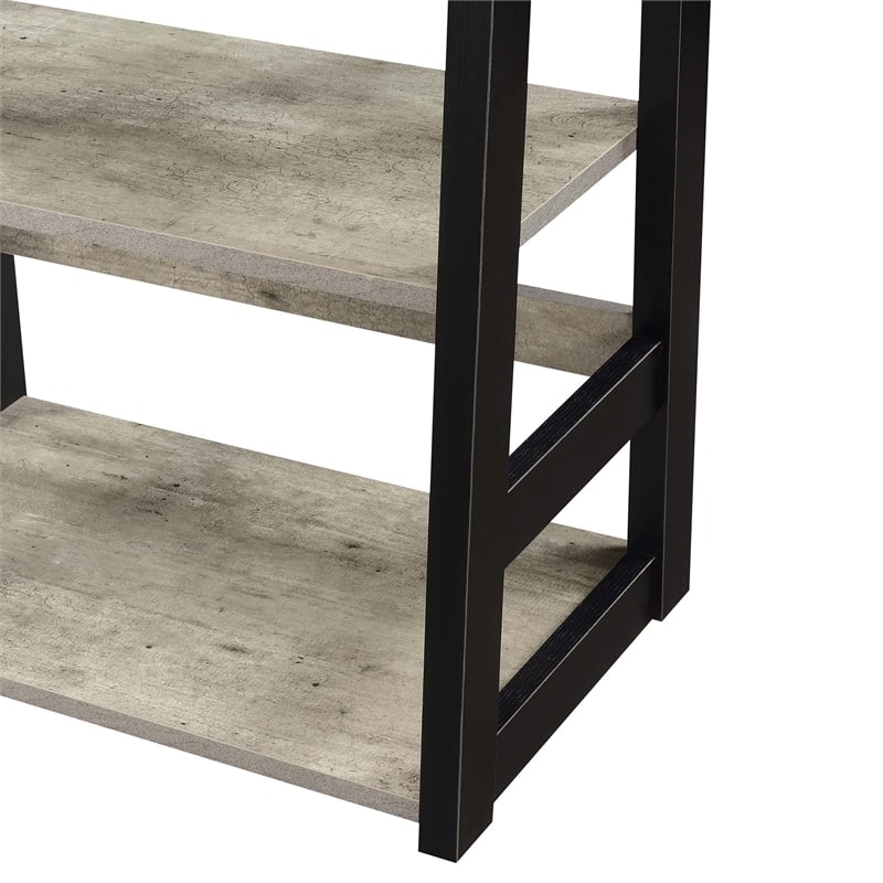 Designs2Go Trestle Bookcase in Gray Faux Birch Wood with Black Frame