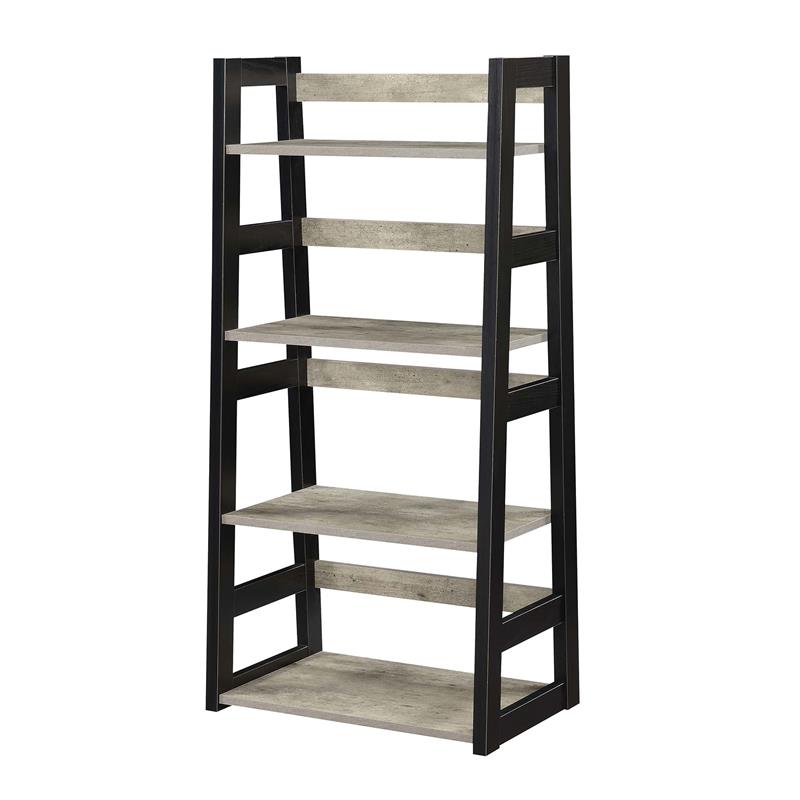 Designs2Go Trestle Bookcase in Gray Faux Birch Wood with Black Frame