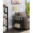 Tucson Flip Top End Table with Charging Station and Shelf in Gray Wood Finish