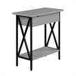 Tucson Flip Top End Table with Charging Station and Shelf in Gray Wood Finish